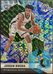 2020-21 Panini Mosaic Blue Reactive Prizm Rookie #219 Jordan Nwora RC Bucks